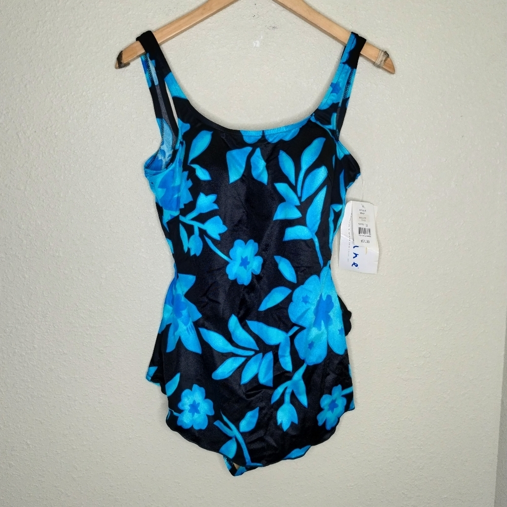 Maxine of Hollywood Tropical Floral Sarong One Piece Swimsuit Size 16
